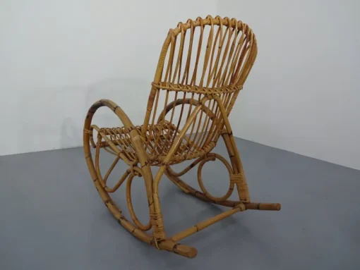 Pamono Mid-Century Italian Bamboo Rocking Chair, 1950s Clearance