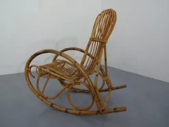 Pamono Mid-Century Italian Bamboo Rocking Chair, 1950s Clearance