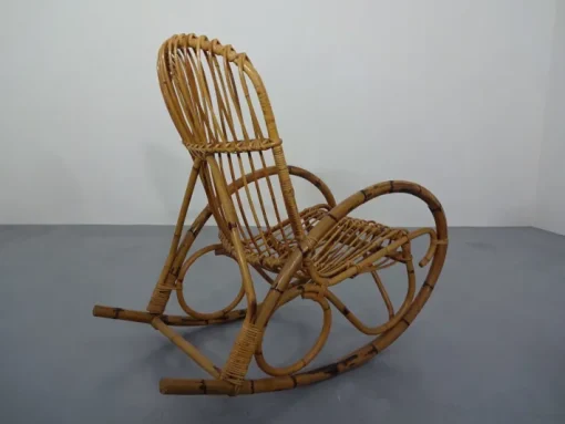 Pamono Mid-Century Italian Bamboo Rocking Chair, 1950s Clearance