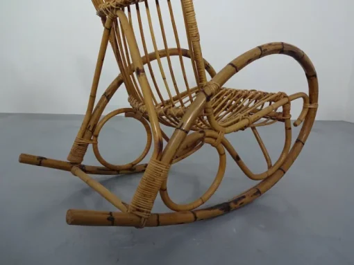 Pamono Mid-Century Italian Bamboo Rocking Chair, 1950s Clearance