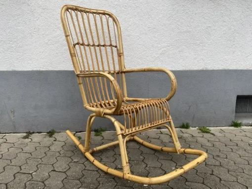 Pamono Mid-Century Italian Bamboo Rocking Chair attributed to Franco Albini Discount