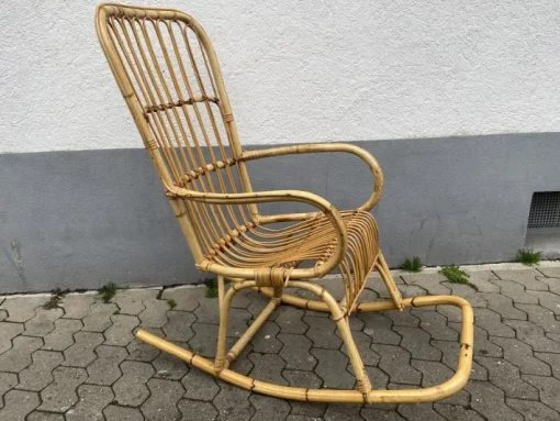 Pamono Mid-Century Italian Bamboo Rocking Chair attributed to Franco Albini Discount