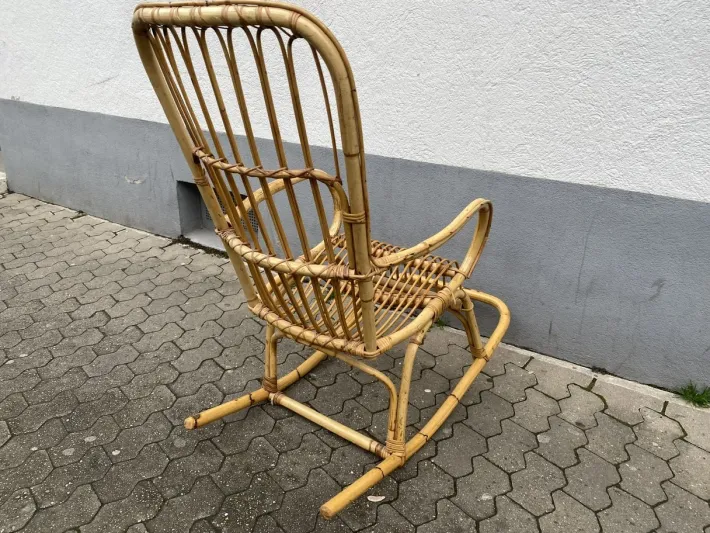 Pamono Mid-Century Italian Bamboo Rocking Chair attributed to Franco Albini Discount
