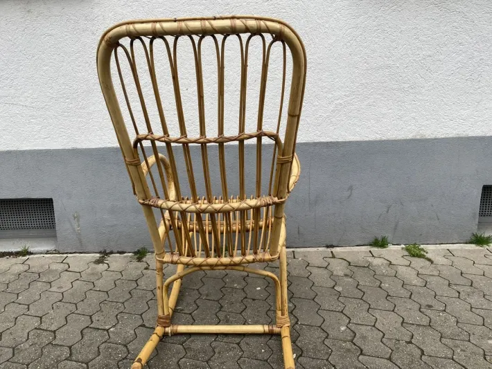 Pamono Mid-Century Italian Bamboo Rocking Chair attributed to Franco Albini Discount