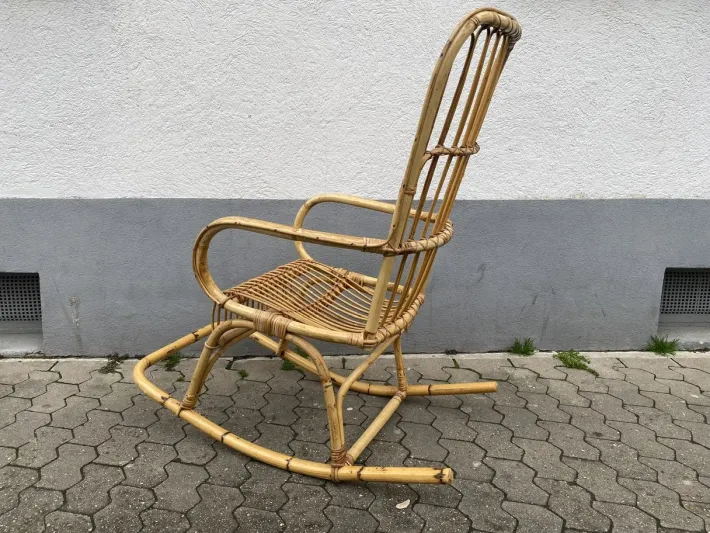 Pamono Mid-Century Italian Bamboo Rocking Chair attributed to Franco Albini Discount