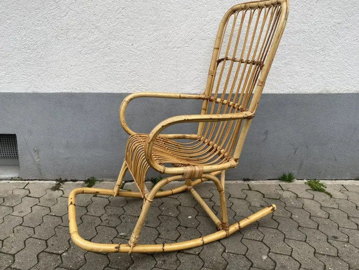 Pamono Mid-Century Italian Bamboo Rocking Chair attributed to Franco Albini Discount