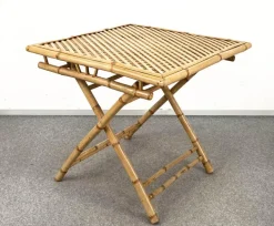 Pamono Mid-Century Italian Bamboo and Rattan Foldable Table and Four Chairs, 1960s, Set of 5 Discount