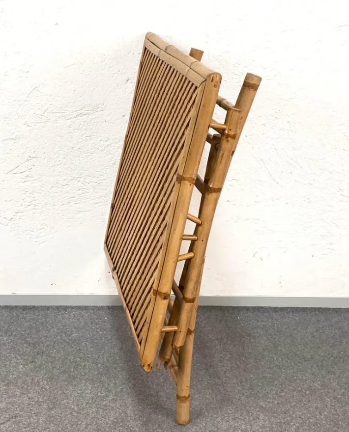 Pamono Mid-Century Italian Bamboo and Rattan Foldable Table and Four Chairs, 1960s, Set of 5 Discount