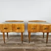 Pamono Mid-Century Italian Bedside Tables in Maple, Brass and Decorated Glass, 1950s, Set of 2