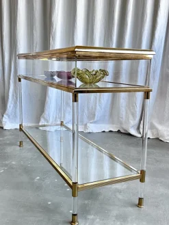 Pamono Mid-Century Italian Brass, Acrylic and Glass Display Console Table, 1970s