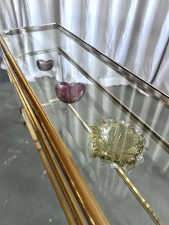 Pamono Mid-Century Italian Brass, Acrylic and Glass Display Console Table, 1970s