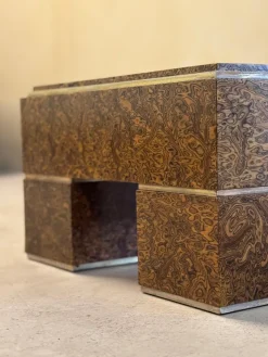 Pamono Mid-Century Italian Brass and Veneer Coffee Table, 1970s Outlet