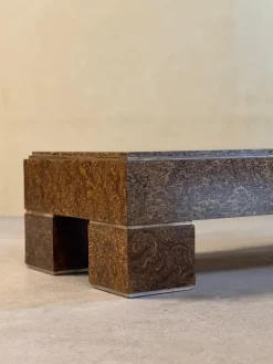 Pamono Mid-Century Italian Brass and Veneer Coffee Table, 1970s Outlet