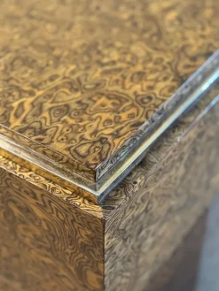 Pamono Mid-Century Italian Brass and Veneer Coffee Table, 1970s Outlet