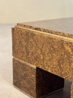 Pamono Mid-Century Italian Brass and Veneer Coffee Table, 1970s Outlet