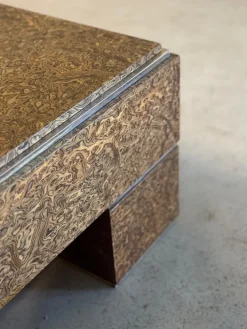 Pamono Mid-Century Italian Brass and Veneer Coffee Table, 1970s Outlet