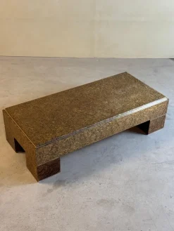 Pamono Mid-Century Italian Brass and Veneer Coffee Table, 1970s Outlet