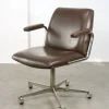 Pamono Mid-Century Italian Brown Leather Swivel Chair New