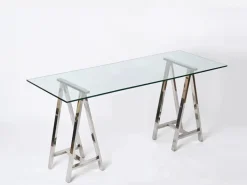 Pamono Mid-Century Italian Chromed Steel Trestles after Milo Baughman, 1970s, Set of 2 Hot