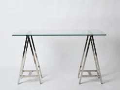 Pamono Mid-Century Italian Chromed Steel Trestles after Milo Baughman, 1970s, Set of 2 Hot