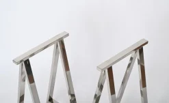 Pamono Mid-Century Italian Chromed Steel Trestles after Milo Baughman, 1970s, Set of 2 Hot