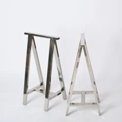Pamono Mid-Century Italian Chromed Steel Trestles after Milo Baughman, 1970s, Set of 2 Hot