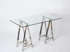 Pamono Mid-Century Italian Chromed Steel Trestles after Milo Baughman, 1970s, Set of 2 Hot