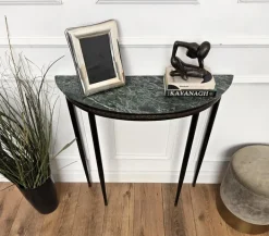 Pamono Mid-Century Italian Demi Lune Console Table with Green Marble Top, 1950s Online
