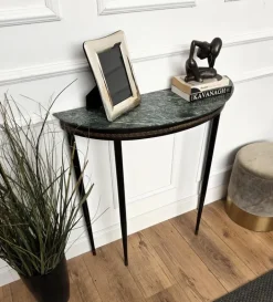 Pamono Mid-Century Italian Demi Lune Console Table with Green Marble Top, 1950s Online
