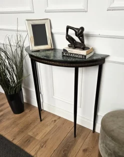 Pamono Mid-Century Italian Demi Lune Console Table with Green Marble Top, 1950s Online