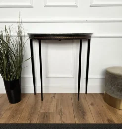 Pamono Mid-Century Italian Demi Lune Console Table with Green Marble Top, 1950s Online