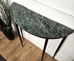 Pamono Mid-Century Italian Demi Lune Console Table with Green Marble Top, 1950s Online