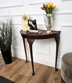 Pamono Mid-Century Italian Demi-Lune Console Side Table in Wood, 1960s Sale