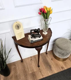 Pamono Mid-Century Italian Demi-Lune Console Side Table in Wood, 1960s Sale