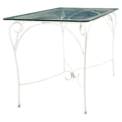 Pamono Mid-Century Italian Garden Table in White Wrought Iron & Glass, 1960s Hot