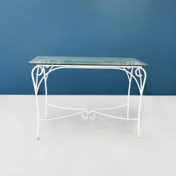 Pamono Mid-Century Italian Garden Table in White Wrought Iron & Glass, 1960s Hot