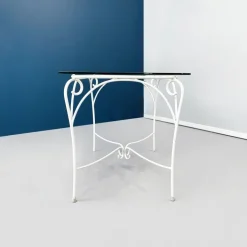 Pamono Mid-Century Italian Garden Table in White Wrought Iron & Glass, 1960s Hot