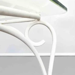 Pamono Mid-Century Italian Garden Table in White Wrought Iron & Glass, 1960s Hot