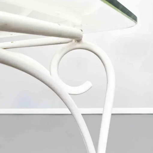 Pamono Mid-Century Italian Garden Table in White Wrought Iron & Glass, 1960s Hot