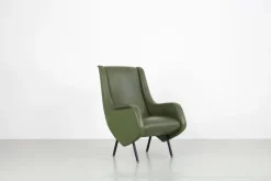 Pamono Mid-Century Italian Green Leatherette Armchair, 1950s Clearance