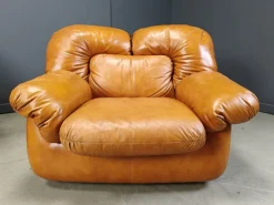 Pamono Mid-Century Italian Leather Sofa Set by Ercole Biella for Grappeggia, 1970s, Set of 2 Hot
