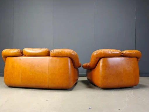 Pamono Mid-Century Italian Leather Sofa Set by Ercole Biella for Grappeggia, 1970s, Set of 2 Hot