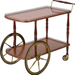 Pamono Mid-Century Italian Mahogany and Brass Serving Bar Cart, 1960s Online