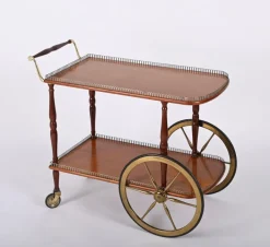 Pamono Mid-Century Italian Mahogany and Brass Serving Bar Cart, 1960s Online