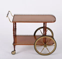 Pamono Mid-Century Italian Mahogany and Brass Serving Bar Cart, 1960s Online