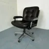 Pamono Mid-Century Italian Modernist Leather and Steel Adjustable Desk Chair, 1950s Clearance