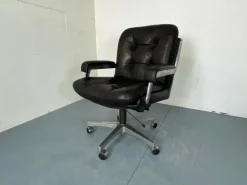 Pamono Mid-Century Italian Modernist Leather and Steel Adjustable Desk Chair, 1950s Clearance