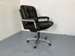 Pamono Mid-Century Italian Modernist Leather and Steel Adjustable Desk Chair, 1950s Clearance