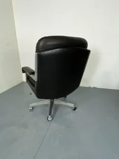 Pamono Mid-Century Italian Modernist Leather and Steel Adjustable Desk Chair, 1950s Clearance