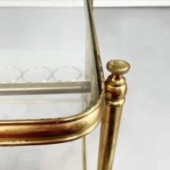 Pamono Mid-Century Italian Modern Bar Cart in Brass & Glass, 1950s